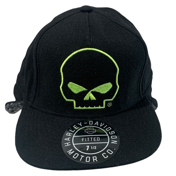Harley Davidson Men's Size 7 1/5 (XL) Fitted Willie G Skull Sherpa Ear Hat Cap - Picture 1 of 15